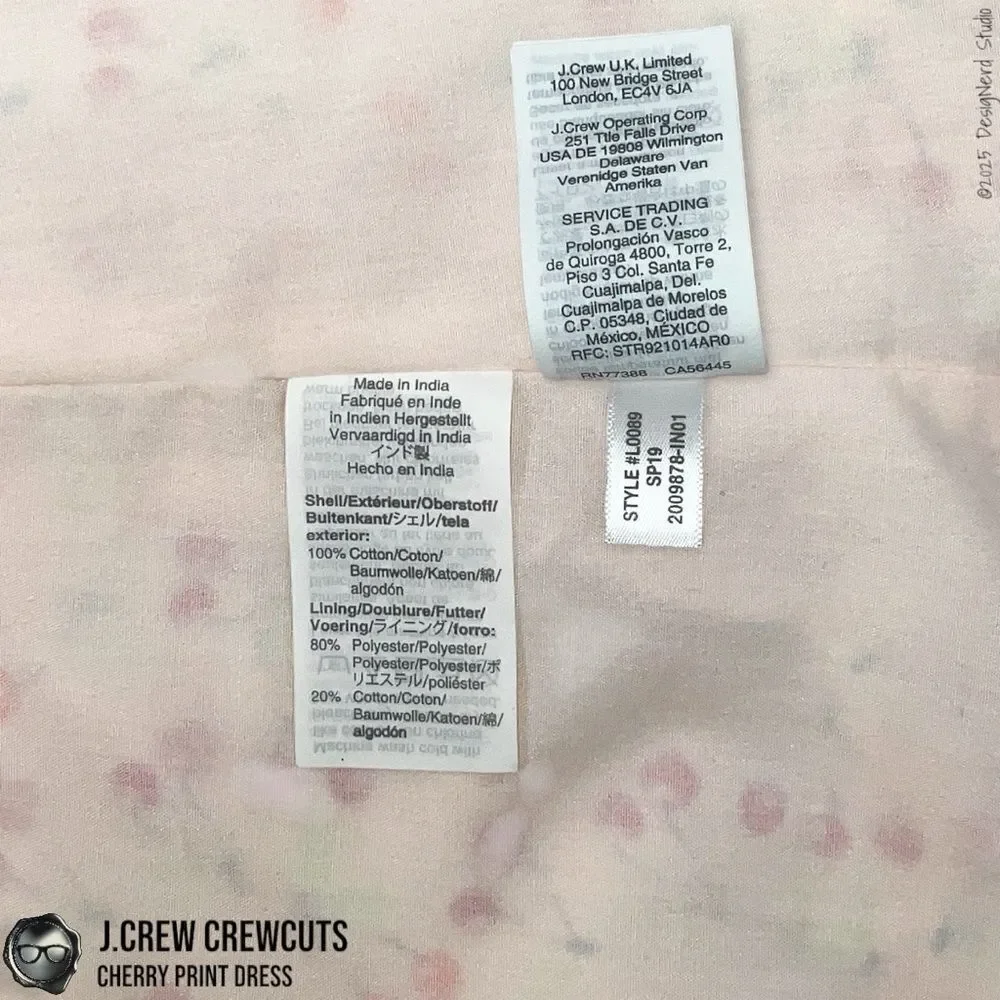 J.CREW CREWCUTS GIRLS’ CHERRY-PRINT DRESS SIZE 16 XXL IN PINK